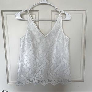 Trina Turk White Floral Lace Tank Size XS